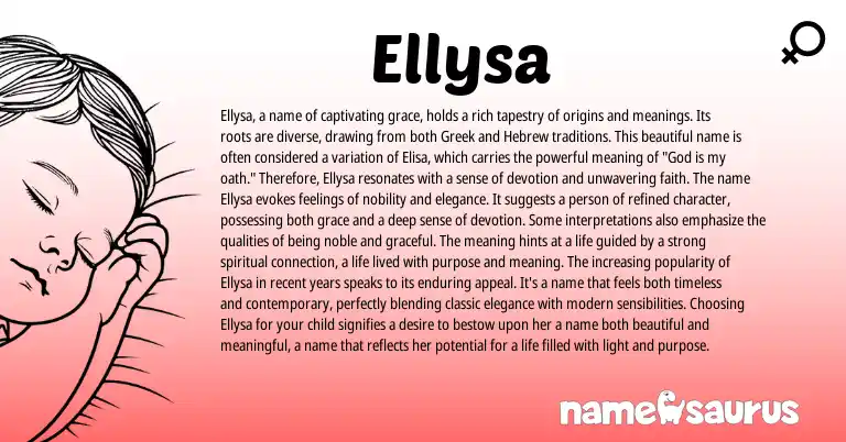 Infographic about Ellysa name meaning, Ellysa is a name from Ancient Egyptian, Hebrew origin(s).