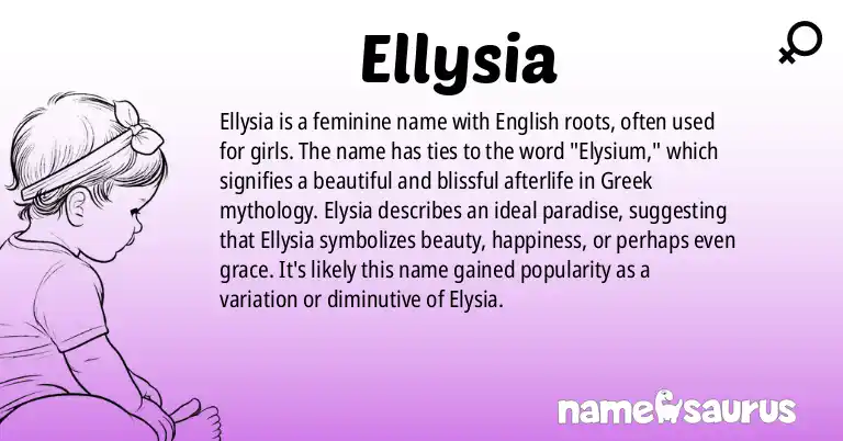 Infographic about Ellysia name meaning, Ellysia is a name from English origin(s).