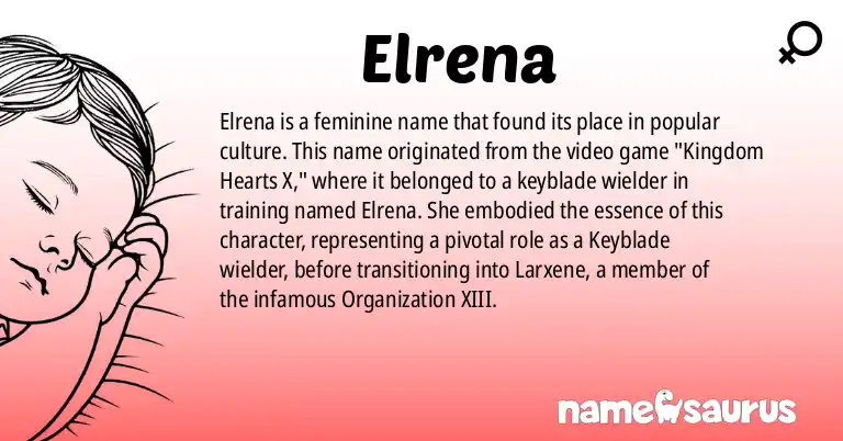 Infographic about Elrena name meaning, Elrena is a name from Popular Culture origin(s).