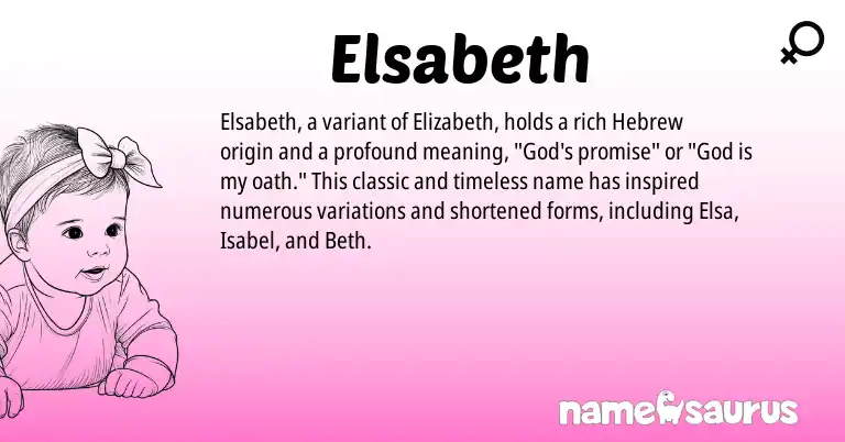 Infographic about Elsabeth name meaning, Elsabeth is a name from Hebrew origin(s).