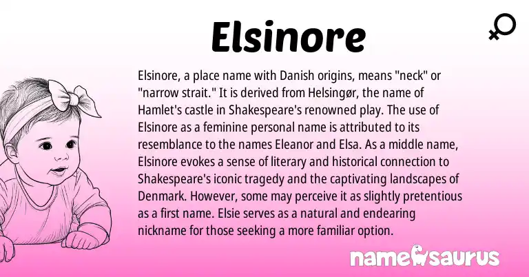Infographic about Elsinore name meaning, Elsinore is a name from Danish origin(s).