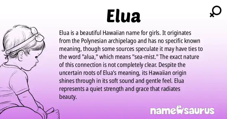 Infographic about Elua name meaning, Elua is a name from Hawaiian origin(s).