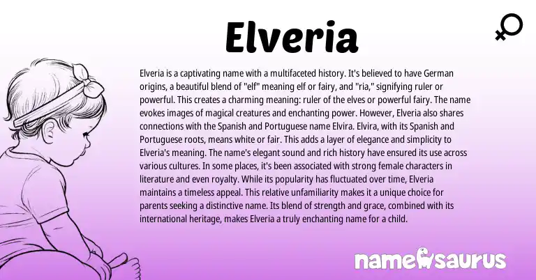 Infographic about Elveria name meaning, Elveria is a name from Germanic origin(s).