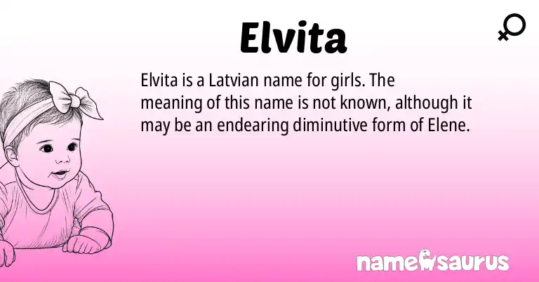 Infographic about Elvita name meaning, Elvita is a name from Latvian origin(s).