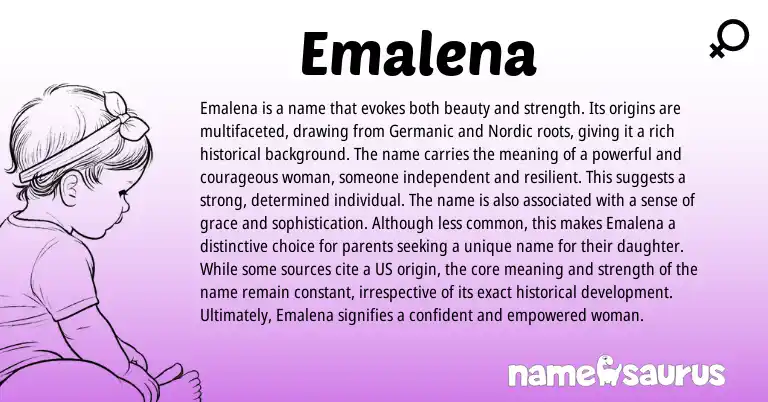 Infographic about Emalena name meaning, Emalena is a name from Germanic, Nordic origin(s).