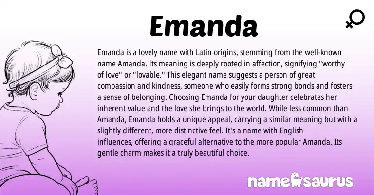 Infographic about Emanda name meaning, Emanda is a name from Latin origin(s).