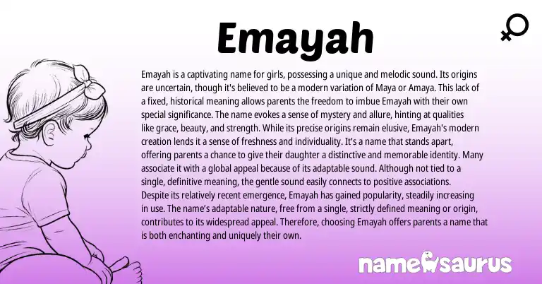 Infographic about Emayah name meaning, Emayah is a name from Other origin(s).