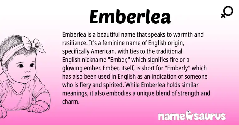 Infographic about Emberlea name meaning, Emberlea is a name from English (American) origin(s).