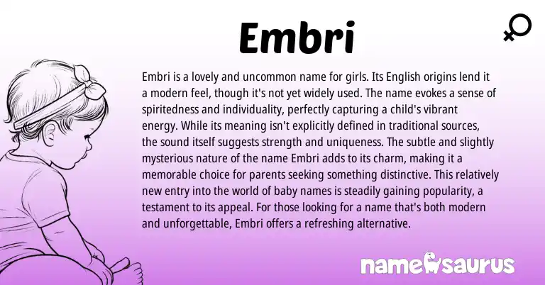 Infographic about Embri name meaning, Embri is a name from Other origin(s).