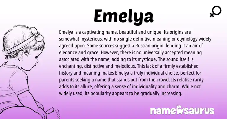 Infographic about Emelya name meaning, Emelya is a name from Russian origin(s).