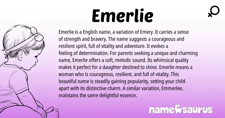 Infographic about Emerlie name meaning, Emerlie is a name from English origin(s).