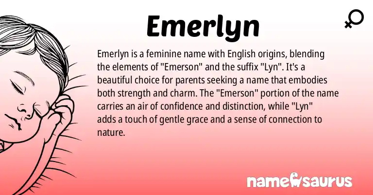 Infographic about Emerlyn name meaning, Emerlyn is a name from English origin(s).