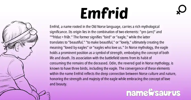 Infographic about Emfrid name meaning, Emfrid is a name from Old Norse, Norse origin(s).