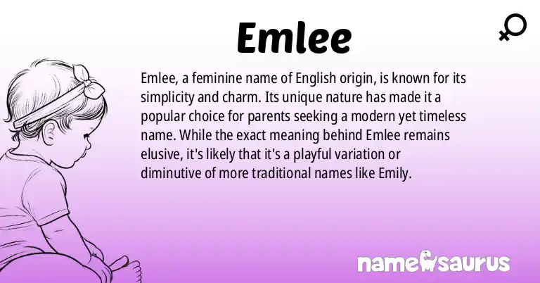 Infographic about Emlee name meaning, Emlee is a name from English origin(s).