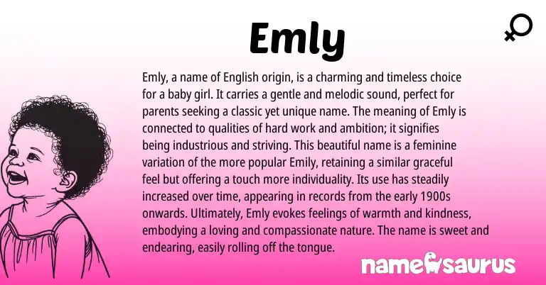Infographic about Emly name meaning, Emly is a name from Other origin(s).