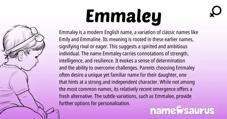 Infographic about Emmaley name meaning, Emmaley is a name from English origin(s).
