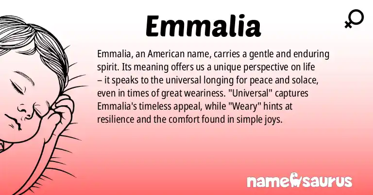 Infographic about Emmalia name meaning, Emmalia is a name from American origin(s).