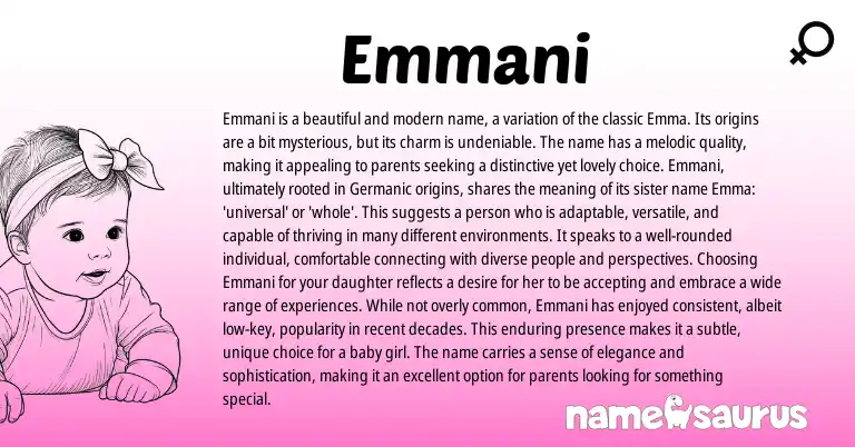 Infographic about Emmani name meaning, Emmani is a name from Germanic origin(s).