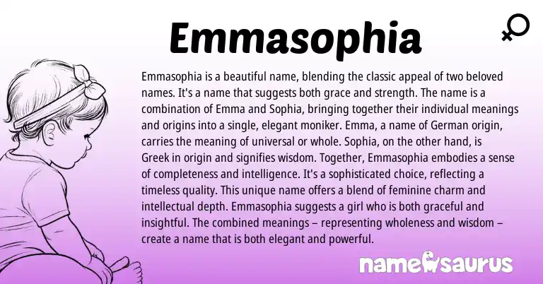 Infographic about Emmasophia name meaning, Emmasophia is a name from English, Greek origin(s).