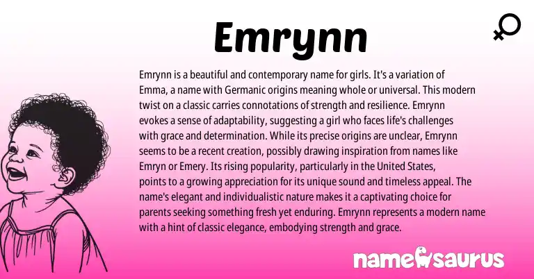 Infographic about Emrynn name meaning, Emrynn is a name from Germanic, English origin(s).