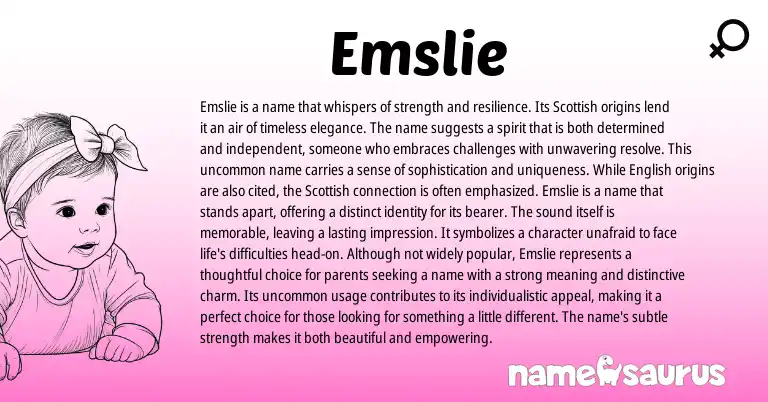 Infographic about Emslie name meaning, Emslie is a name from Scottish origin(s).