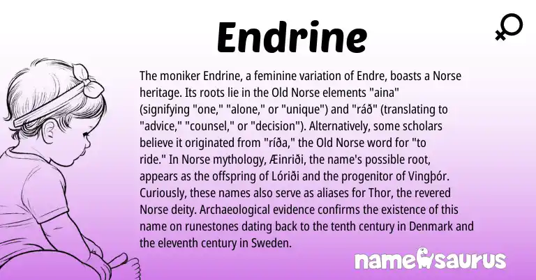 Infographic about Endrine name meaning, Endrine is a name from Old Norse, Norse origin(s).