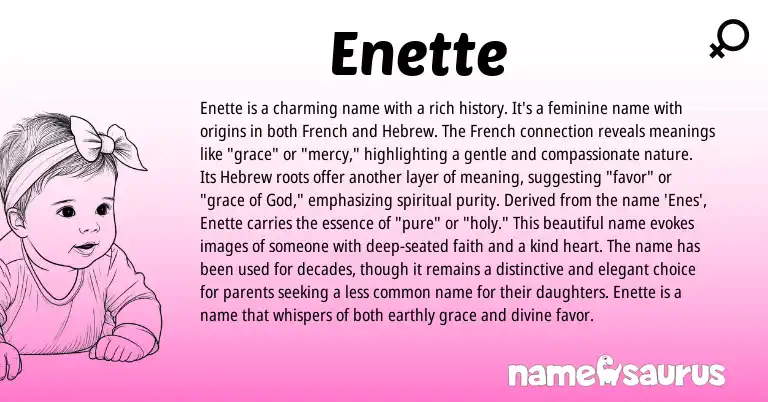 Infographic about Enette name meaning, Enette is a name from French origin(s).