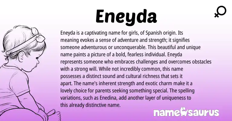 Infographic about Eneyda name meaning, Eneyda is a name from Spanish origin(s).