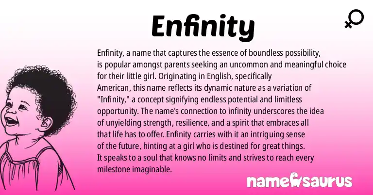Infographic about Enfinity name meaning, Enfinity is a name from English (American) origin(s).