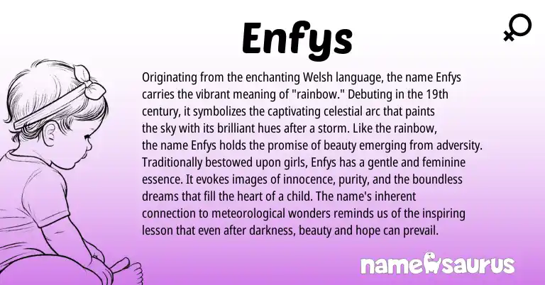 Infographic about Enfys name meaning, Enfys is a name from Welsh origin(s).