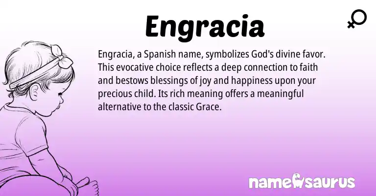 Infographic about Engracia name meaning, Engracia is a name from Spanish origin(s).