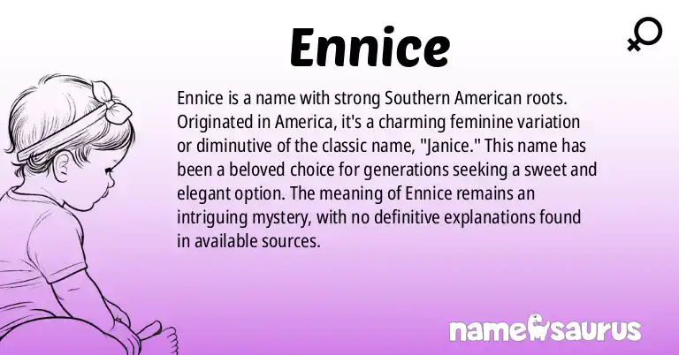 Infographic about Ennice name meaning, Ennice is a name from American (South) origin(s).