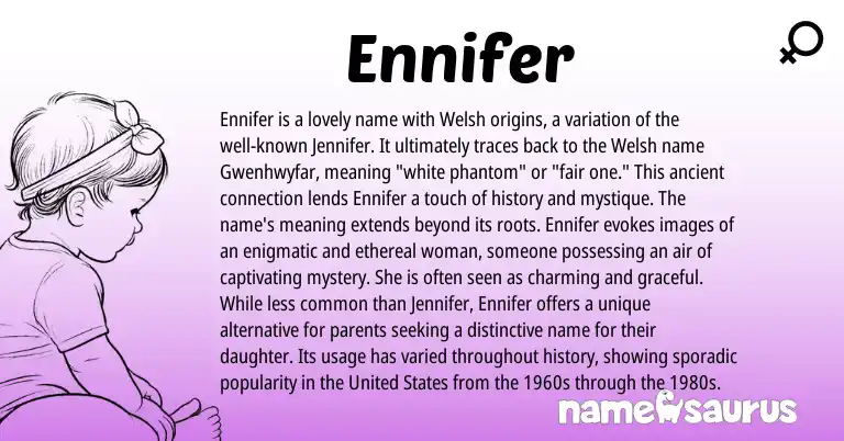 Infographic about Ennifer name meaning, Ennifer is a name from Welsh origin(s).