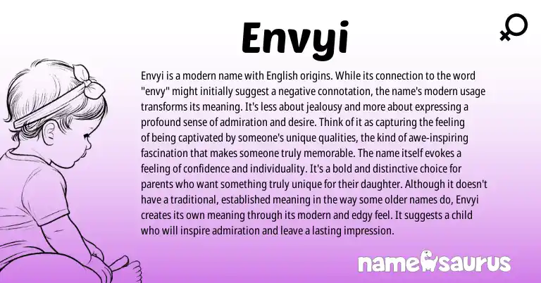 Infographic about Envyi name meaning, Envyi is a name from American origin(s).