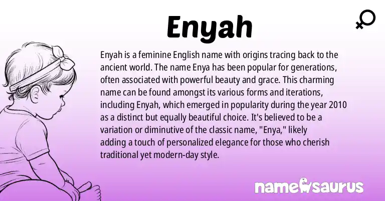 Infographic about Enyah name meaning, Enyah is a name from English origin(s).