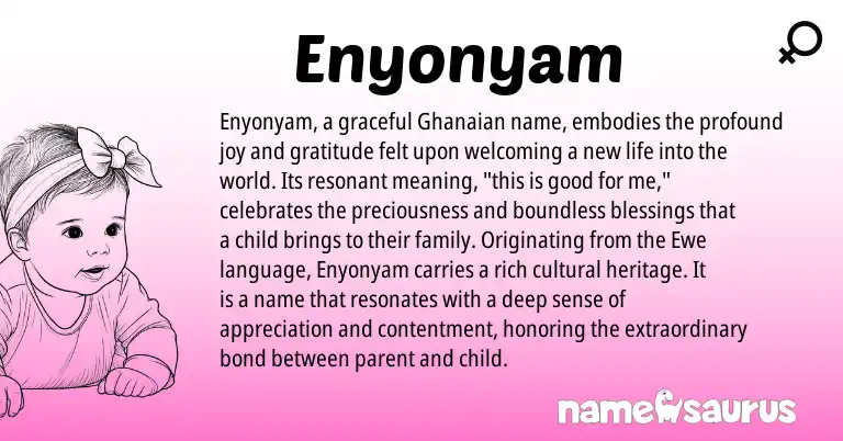 Infographic about Enyonyam name meaning, Enyonyam is a name from Ghanaian, Ewe origin(s).