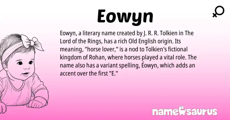 Infographic about Eowyn name meaning, Eowyn is a name from Old English origin(s).