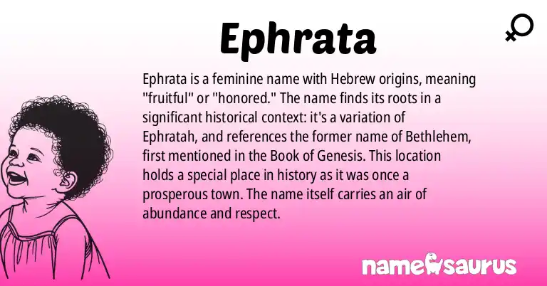 Infographic about Ephrata name meaning, Ephrata is a name from Hebrew origin(s).