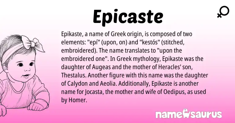 Infographic about Epicaste name meaning, Epicaste is a name from Greek origin(s).