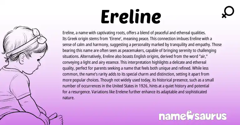 Infographic about Ereline name meaning, Ereline is a name from Greek origin(s).