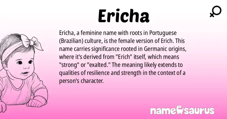 Infographic about Ericha name meaning, Ericha is a name from Portuguese (Brazilian) origin(s).