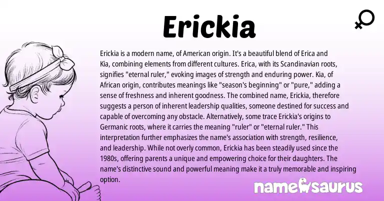 Infographic about Erickia name meaning, Erickia is a name from American, African origin(s).