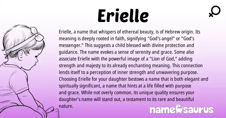 Infographic about Erielle name meaning, Erielle is a name from Hebrew origin(s).
