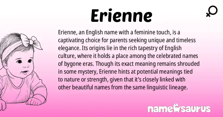 Infographic about Erienne name meaning, Erienne is a name from English origin(s).