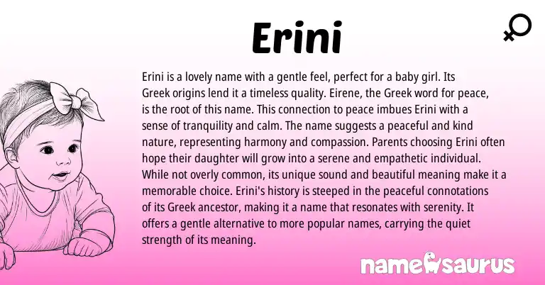 Infographic about Erini name meaning, Erini is a name from Greek origin(s).