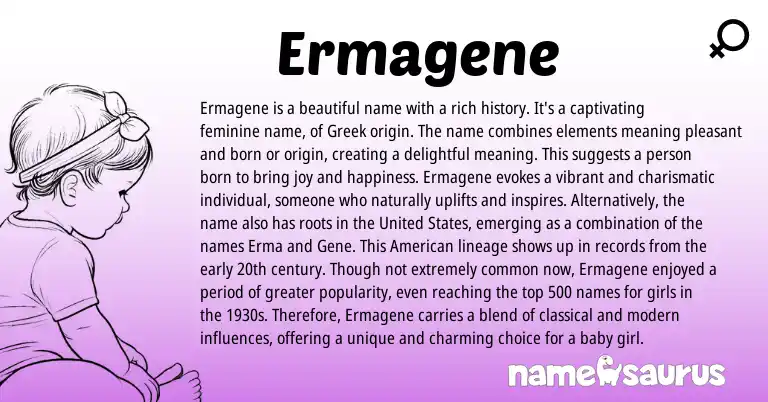 Infographic about Ermagene name meaning, Ermagene is a name from Greek origin(s).