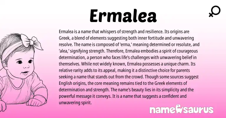 Infographic about Ermalea name meaning, Ermalea is a name from Greek origin(s).