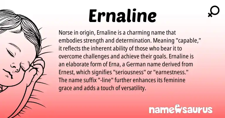 Infographic about Ernaline name meaning, Ernaline is a name from German, Norse origin(s).