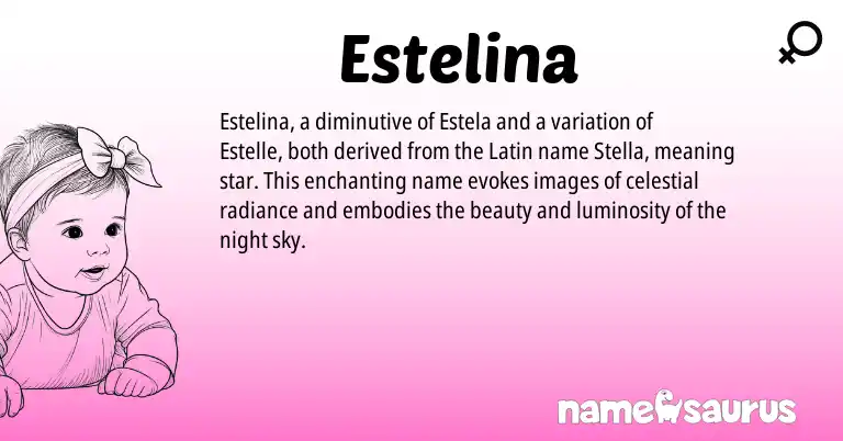 Infographic about Estelina name meaning, Estelina is a name from Latin origin(s).