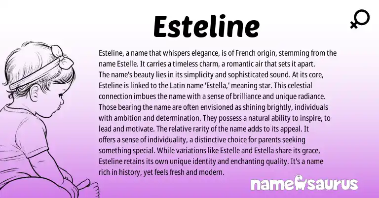 Infographic about Esteline name meaning, Esteline is a name from Latin origin(s).